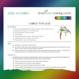screenshot of printed instructions for carrot toss quiz game