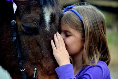 student kissing school pony