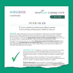 first page of Teal HorseSense Teaching Guide - Fit For The Job